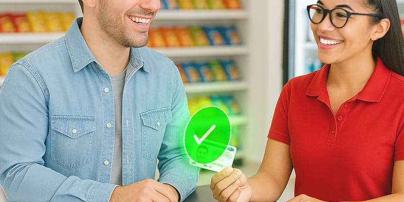 People smiling and showing ID cards