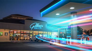 Busy Gilberts Forecourt with branded dispensers