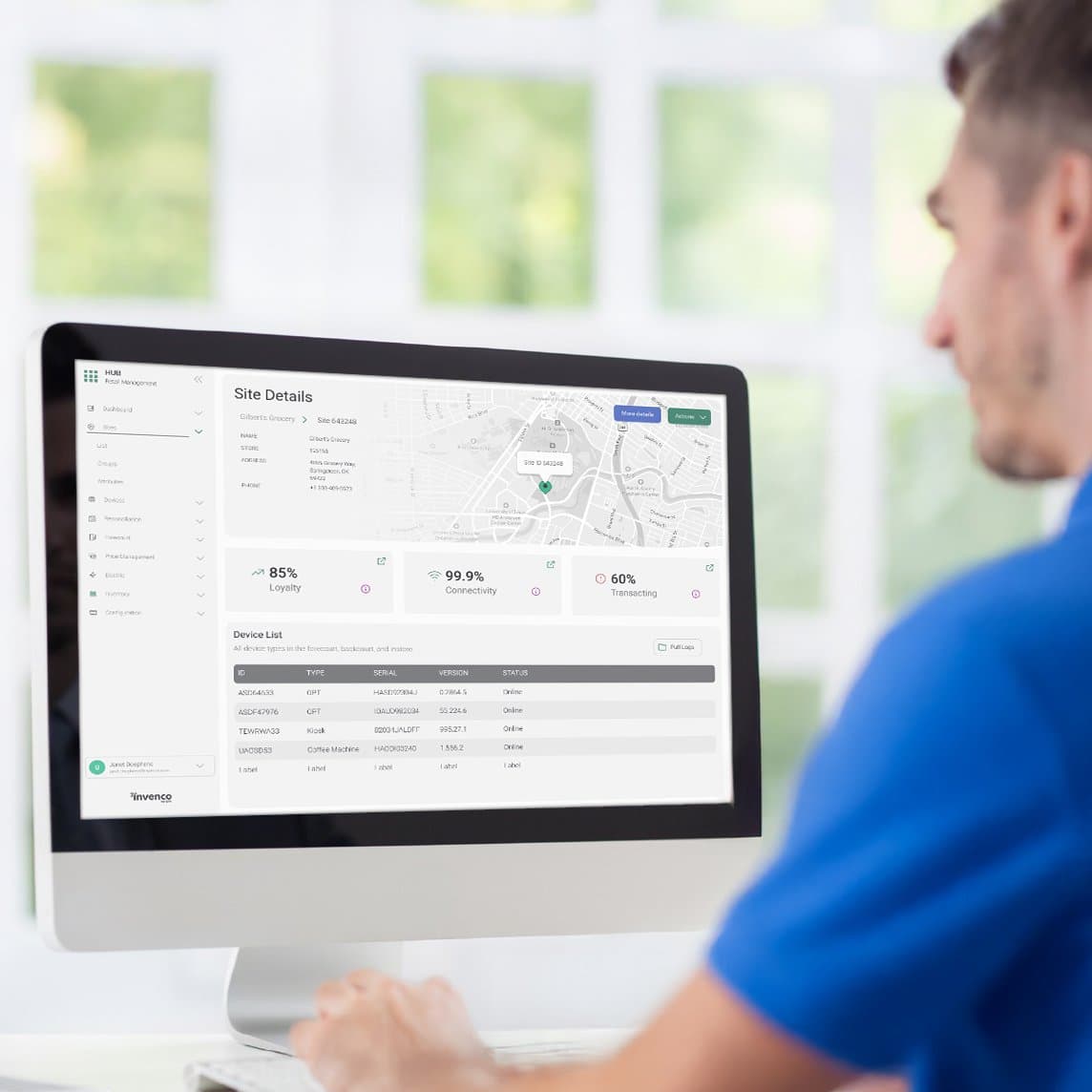 Man using Invenco Asset Management dashboard