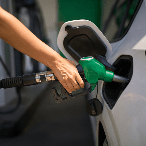 Refueling a car with gasoline